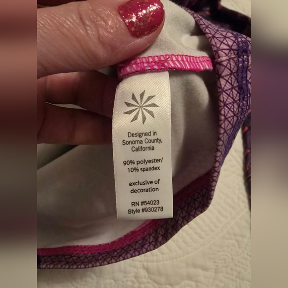 Athleta Purple and Pink Paisley Long Sleeve Blouse - Picture 3 of 3